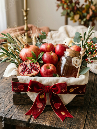 Rosh Hashanah Celebration – Modern Jewish New Year Holiday Food and Festive Design