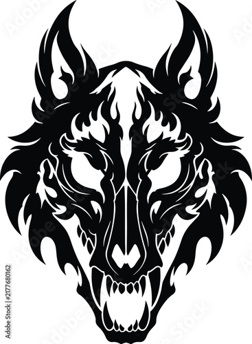 Tribal Wolf Head Isolated