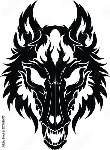 Wolf Head Tribal Logo
