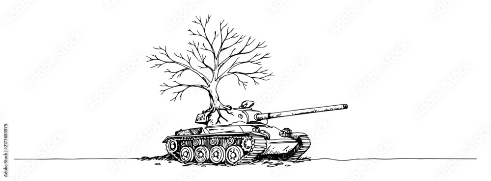 Obraz premium Tank with tree on top