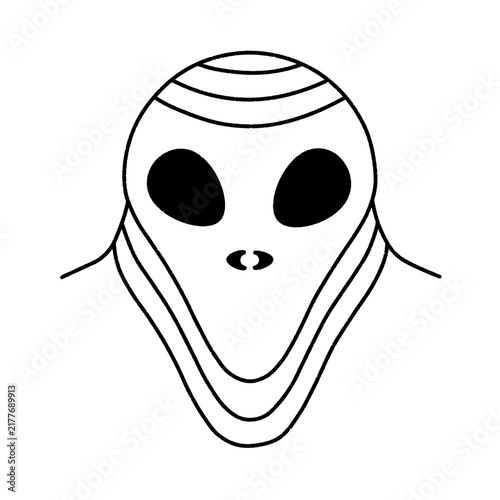 Konstfotografi Minimalist Black Line Art Alien Head Icon illustration