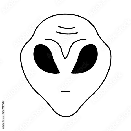 Konstfotografi Minimalist Black Line Art Alien Head Icon illustration