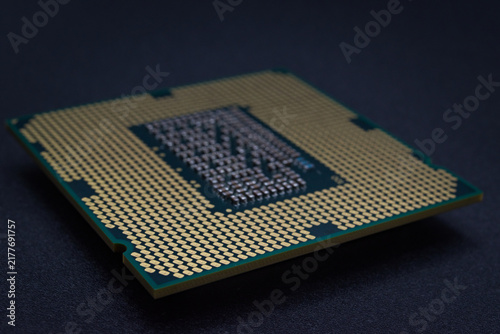 Obraz na płótnie microprocessor, close-up view of the contact side