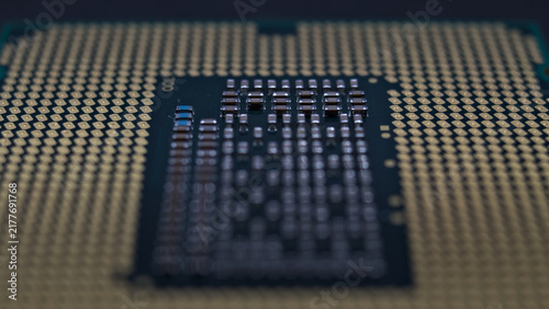 Obraz na płótnie microprocessor, close-up view of the contact side