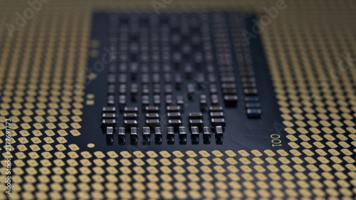 Obraz na płótnie microprocessor, close-up view of the contact side