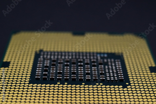 microprocessor, close-up view of the contact side