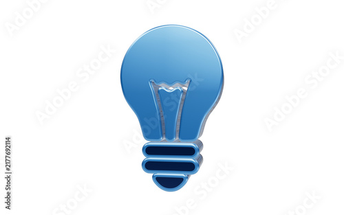 Foto Blue Light Bulb: A single blue light bulb, symbolizing innovation and bright ideas, isolated on a white background