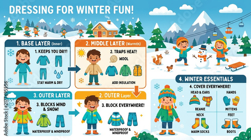 Educational Infographic for Dressing Children in Winter Clothing Layers