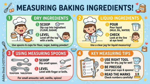Educational Infographic Guide for Kids on How to Measure Baking Ingredients Correctly