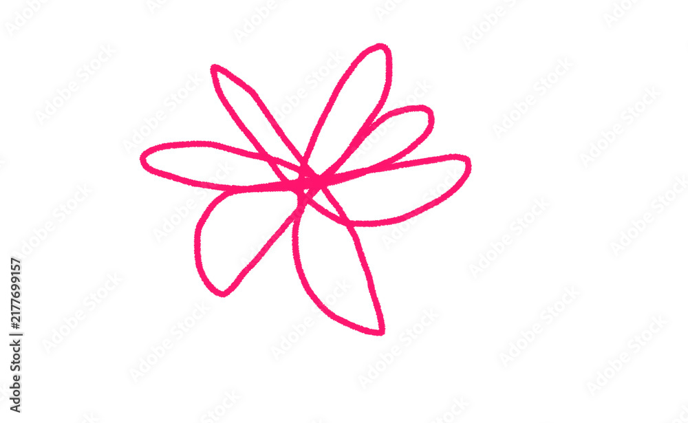 Fototapeta premium Handdrawn pink flower sketch isolated on transparent background