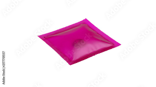 Принти на полотні Isolated vibrant magenta latex prophylactic wrapper for intimacy and birth contr