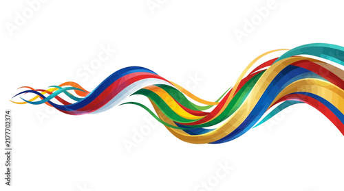 Abstract Colorful Wavy Ribbon Shapes on Transparent Background