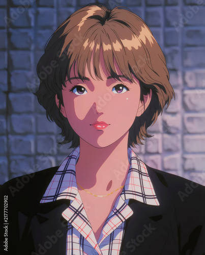 Female Character Portrait in Retro Anime Style
