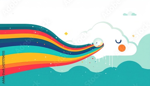 Vibrant Rainbow Colored Ocean Waves Sunrise.
