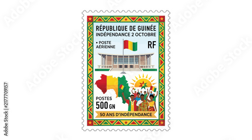 Fotografía Commemorative Postage Stamp Celebrating Guinea Independence Anniversary
