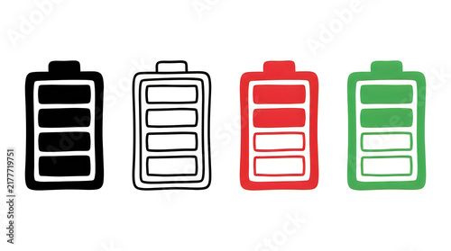 Battery level icons with different charge statuses