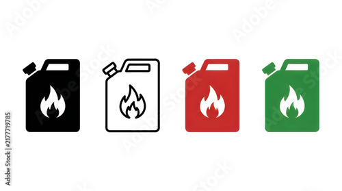 Flammable fuel canister icons in different colors