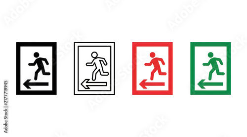Emergency exit running icons in different colors