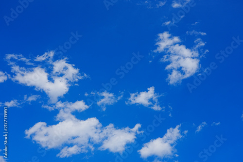 Bright blue sky with large fluffy white cumulus cloud