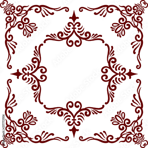 Vintage Royal Frame Border with Spear Accents and Floral Ornaments Vector