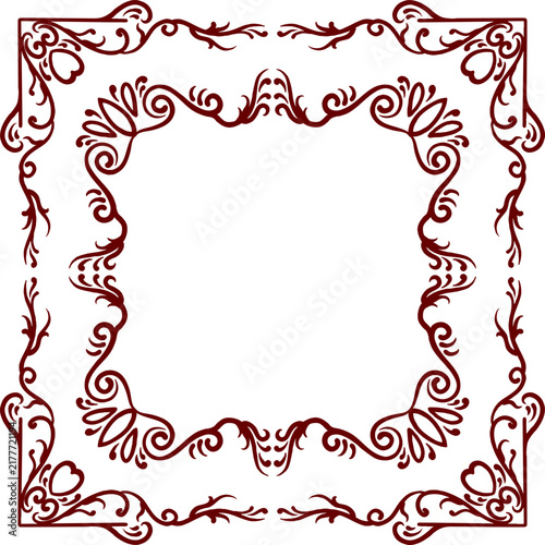 Luxury Classic Red Corner Floral Frame Vector for Certificate and Wedding Invitation