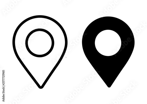 Map Pin Pointer Vector Icon Set Outline and Solid Filled Location Markers