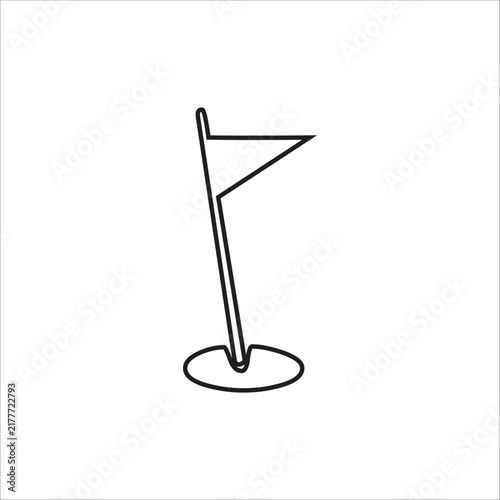 Flag Line Icon Vector Illustration Wireframe Golf Flag Location Marker Symbol