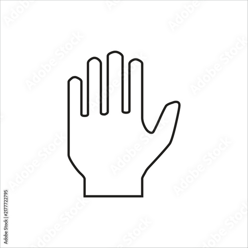 Hand Line Icon Vector Illustration Wireframe Stop Gesture Open Palm Symbol