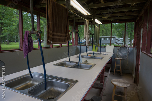 Campground Fish Cleaning Station with Sinks and Hoses