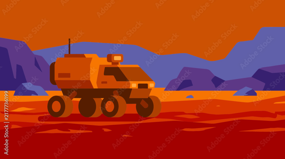 Fototapeta premium Mars Rover Exploring The Red Planet's Surface