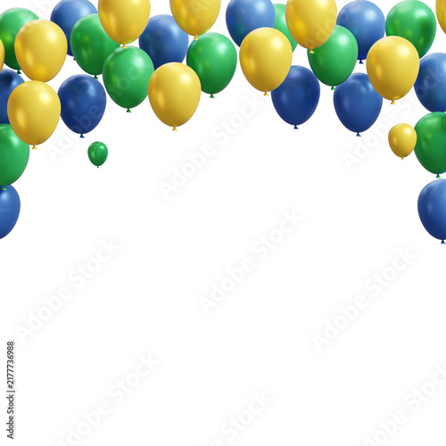 Blue Green and Yellow Balloon Arrangement Inspired by Brazil