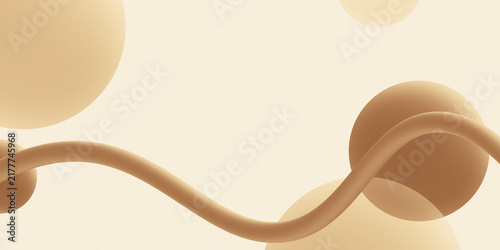 Konstfotografi Minimalist beige digital artwork featuring 3D spheres and wavy lines for versatile commercial background design