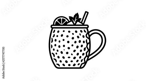 Drink mug with garnish and straw icon