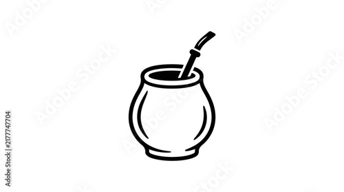 Traditional drink vessel with straw