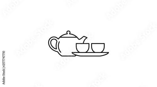 Tea set icon line art minimalist