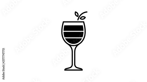 Layered beverage in wine glass icon