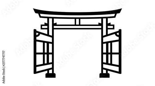 Traditional gate entrance open structure icon