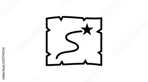 Treasure map with path and star icon