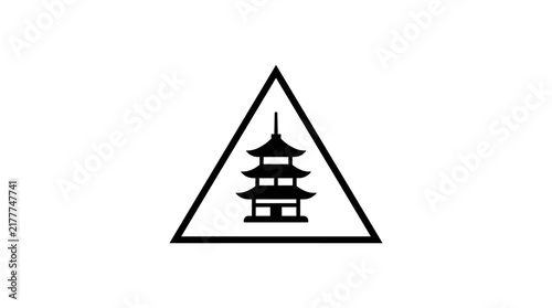 Pagoda symbol in triangle
