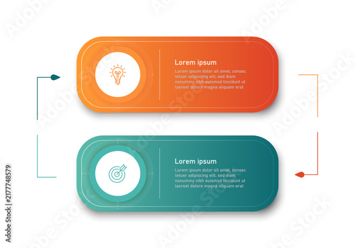 Two‑step infographic, analytics and target icons