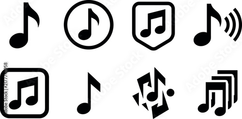 Bild auf Leinwand Music note icon set for media player sound wave audio streaming song melody geom