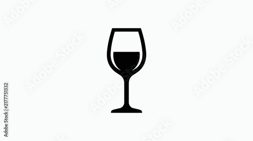 Elegant wine glass icon with red liquid