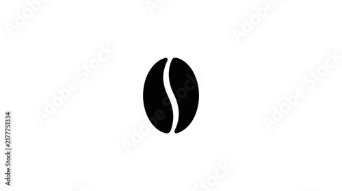 Single black coffee bean isolated white background