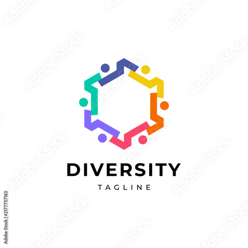 Diversity people, Community, Teamwork, Family, colorful logo vector icon illustration.