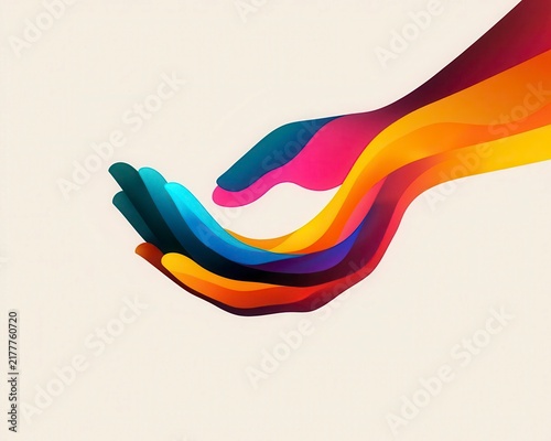 Abstract hands weaving together growth paths