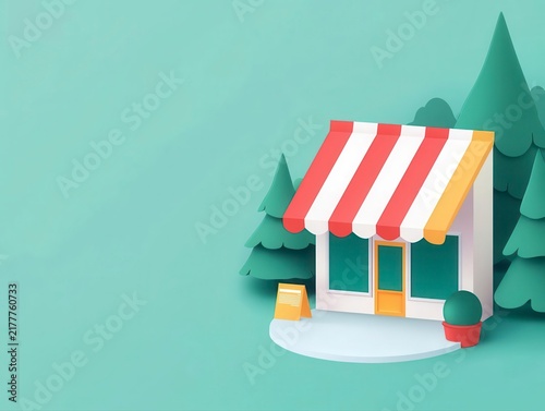 Isometric landscape of expanding franchise stores