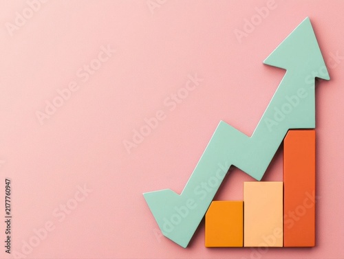 Puzzle pieces forming an upward trend graph, growth strategy