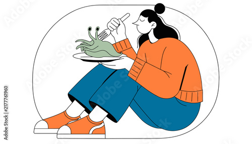 woman eating healthy green food