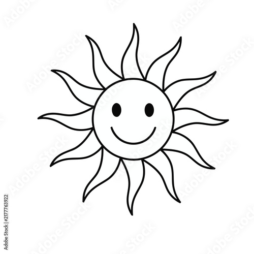 Smiling Sun Outline