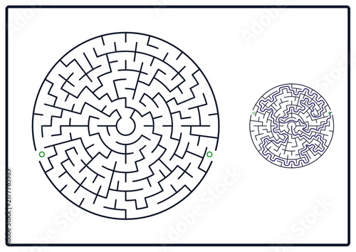 Circular labyrinth maze puzzle isolated on white  
